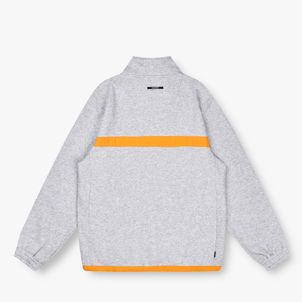 CONTRAST QTR ZIP - HEATHER GREY/GOLD