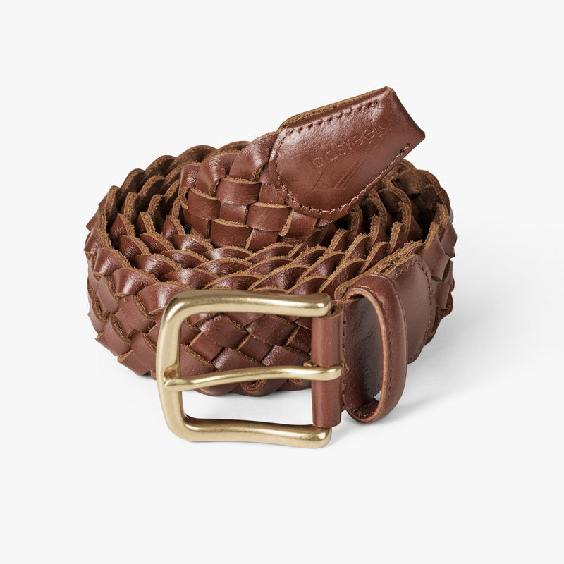 BRAIDED LEATHER BELT - BROWN