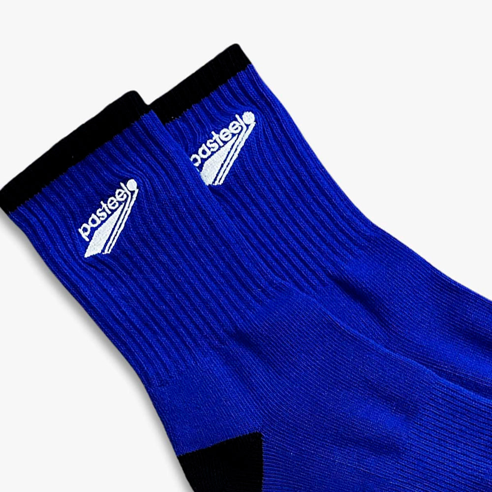 EMBROIDERED SOCKS - ROYAL/BLACK