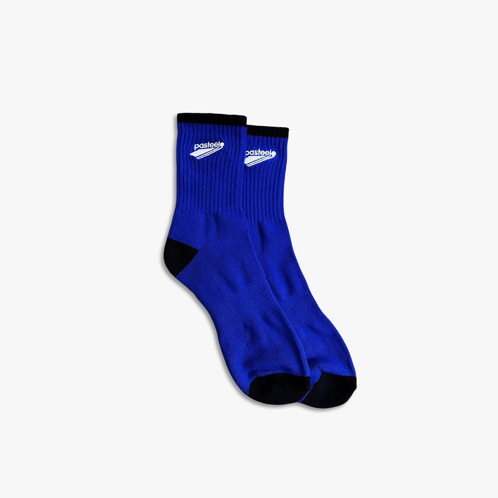 EMBROIDERED SOCKS - ROYAL/BLACK